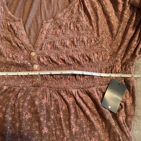 Lucky Brand new boho style Floral brown and Mauve Top - Picture 12 of 16